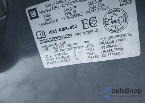 2017 Chevrolet Equinox Premier from USA, damaged, VIN 2GNALDEK3H6114551